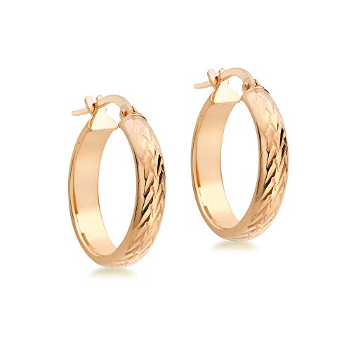 CARISSIMA Damen 9k (375) Rotgold 22mm Diamantschliff Rund Creole Klappbar Post Ohrringe 5.52.9449 von CARISSIMA