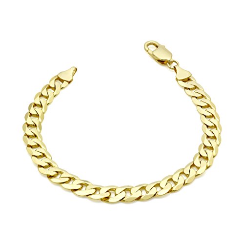 CARISSIMA Damen-Armband 9ct Yellow 190 Diamond Cut Flat Curb Chain Bracelet 19cm/7.5 375 Gelbgold-1.23.3092 von CARISSIMA
