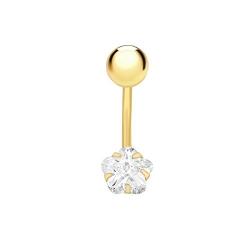 CARISSIMA Gold Damen Bauchnabelpiercing, 6 Karat Gold, ZirkoniaStern von CARISSIMA