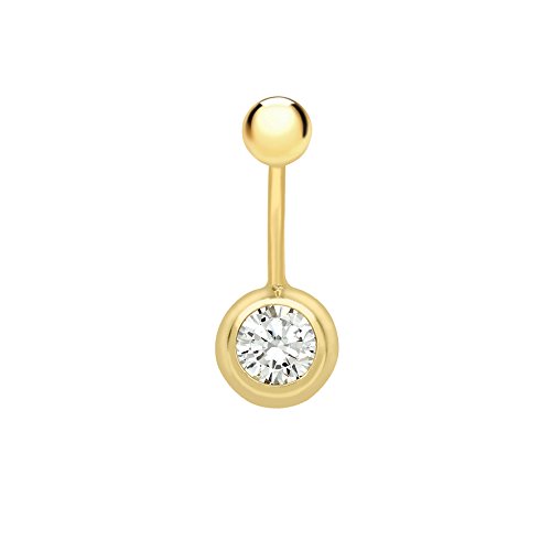 CARISSIMA Gold Damen Bauchnabelpiercing, 9 Karat Gelbgold, mit Cubic Zirkonia von CARISSIMA