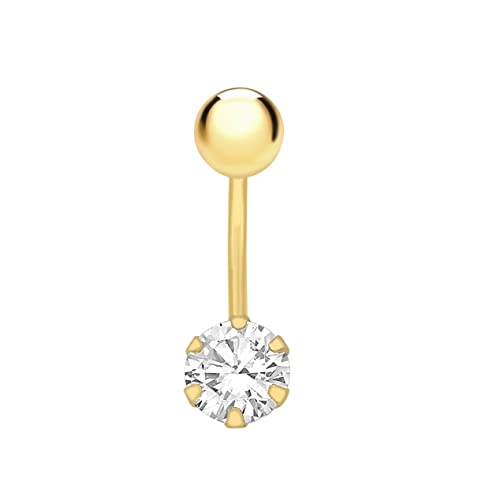 Carissima Gold Damen Bauchnabelpiercing aus 9karätigem Gelbgold mit kubischem Zirkonia in einer Krallenfassung von CARISSIMA