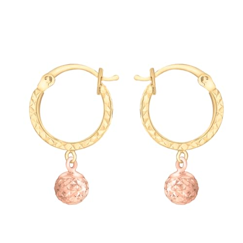 CARISSIMA Damen-Creolen 9ct 2-Colour Diamond Cut Hoop & Ball Earrings 375 Bicolor - 2.51.1579 von CARISSIMA