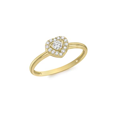 CARISSIMA Gold Damen-Halo-Ring Herz Gelbgold 9kt Zirkonia 7,5x6,5mm Größe 54 von CARISSIMA