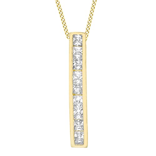 Carissima Gold Damen-Kette 9 k (375) yellow gold 46cm / 18inch Chain 1.43.8514 Quadratschliff Zirkonia von CARISSIMA