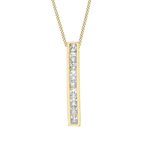 CARISSIMA Damen-Kette mit Anhänger 375 Gelbgold Zirkonia transparent Quadratschliff - 1.43.8513 von CARISSIMA
