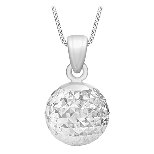 Carissima Gold Damen-Kette mit Anhänger 9ct White 8mm Diamond Cut Ball Pendant Necklace 46cm/18" 375 Weißgold 46 cm - 5.46.1804 von CARISSIMA