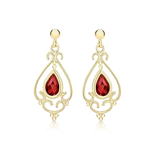 Carissima Gold Damen Ohrhänger 9 Karat 375 Gelbgold Garnet Chandelier Drop 1.57.7939 von CARISSIMA