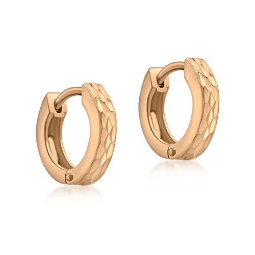 CARISSIMA Damen-Creolen 9ct Rose Diamond Cut Pyramid Creole Earrings 375 Rotgold-5.51.0919 von CARISSIMA