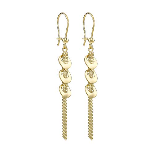 CARISSIMA Damen-Ohrringe aus Gelbgold (9 ct) mit 3-Ringen an einer Bismarck-Kette im Tropfendesign 7,5 x 61,5 mm von CARISSIMA