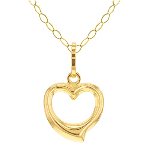 Carissima Gold Damen verlötet Trace Halskette mit 12mm x 14mm Herz Anhänger 9k(375) Gelbgold 0.6mm 46/18zoll von CARISSIMA