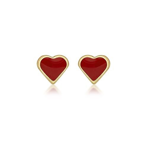 Carissima Gold Kinder 9k (375) Gelbgold Rot Enamel Herz 4.7 mm x 4.3 mm Ohrstecker 1.55.8249 von CARISSIMA