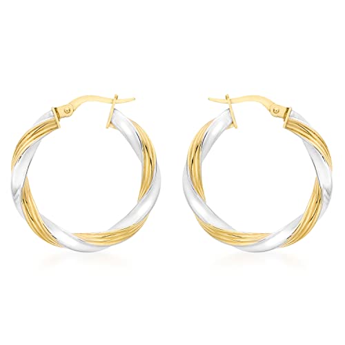 CARISSIMA Damen-Ohrhänger 2 Farben gelb and weiss Gold Hoop 9 Karat 375 Bicolor 2.52.6949 von CARISSIMA