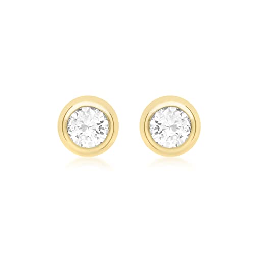 CARISSIMA Damen-Ohrstecker 9 Karat 375 Gelbgold 9mm Round Cubic Zirconia Stud 1.57.1103 von CARISSIMA