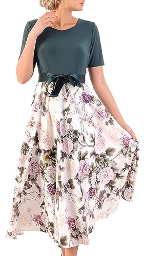 CARLA MORENO Damen Agata Kleid Hochzeitsfeier Elegant Vintage Abendkleid Festlich für Hochzeit übergröße Kleider lang midikleid Party cocktailkleid mit Futter Kurzarm Große Größen von CARLA MORENO