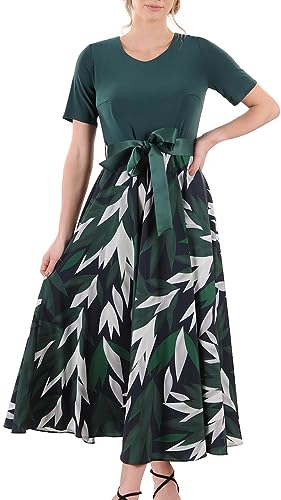 CARLA MORENO Damen Agata Kleid Hochzeitsfeier Elegant Vintage Abendkleid Festlich für Hochzeit übergröße Kleider lang midikleid Party cocktailkleid mit Futter Kurzarm Große Größen von CARLA MORENO