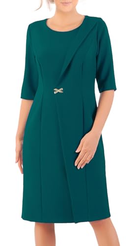 CARLA MORENO Damen Alexis Kleid Hochzeitsfeier elegant Abendkleid festlich für Hochzeit übergröße Kleider lang midikleid Party cocktailkleid 3/4-Ärmel Große Größen von CARLA MORENO