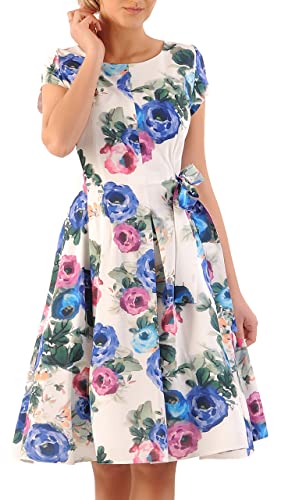 CARLA MORENO Damen Cleo Kleid Feierliche Anlässe Hochzeitsfeier elegant Abendkleid festlich für Hochzeit übergröße Kleider lang midikleid Party cocktailkleid 1/2-Ärmel Große Größen von CARLA MORENO