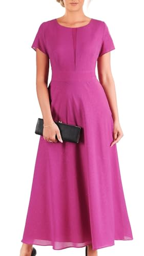 CARLA MORENO Damen Kaya Kleid Hochzeitsfeier elegant Abendkleid festlich für Hochzeit übergröße Kleider lang maxikleid Party cocktailkleid Kurze Ärmel von CARLA MORENO