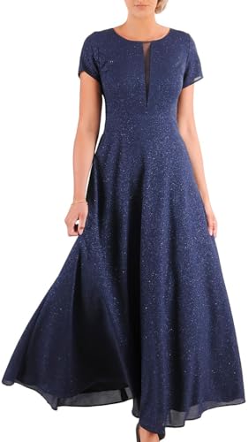 CARLA MORENO Damen Kaya Kleid Hochzeitsfeier elegant Abendkleid festlich für Hochzeit übergröße Kleider lang maxikleid Party cocktailkleid Kurze Ärmel von CARLA MORENO