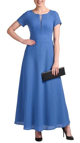 CARLA MORENO Damen Kaya Kleid Hochzeitsfeier elegant Abendkleid festlich für Hochzeit übergröße Kleider lang maxikleid Party cocktailkleid Kurze Ärmel von CARLA MORENO