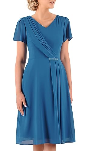 CARLA MORENO Damen Malwina Kleid Hochzeitsfeier elegant Abendkleid festlich für Hochzeit übergröße Kleider lang midikleid Party cocktailkleid 3/4-Ärmel Große Größen von CARLA MORENO