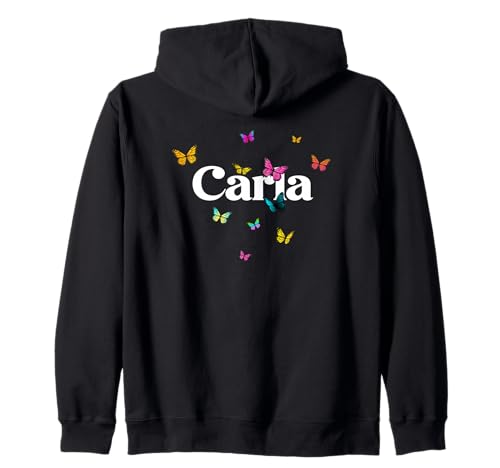 Carla - Schöner Mädchen Name mit bunten Schmetterlingen Kapuzenjacke Carla - Schöner Mädchen Name mit bunten Schmetterlingen Kapuzenjacke von CARLA Tochter Enkel Geburtstag Geschenkideen