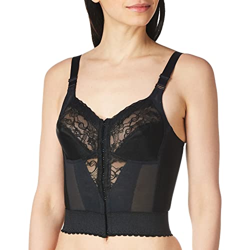 Carnival Damen Frontverschluss Longline Spitze Soft Cup Bügelloser BH, schwarz, 100C von CARNIVAL