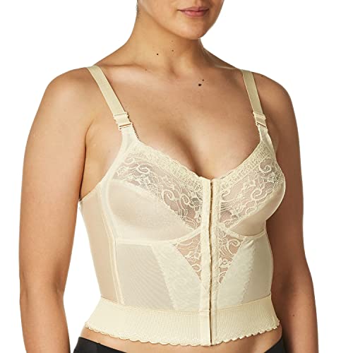 Carnival Damen Frontverschluss Longline Spitze Soft Cup Drahtfreier BH, Champagner, 85C von CARNIVAL