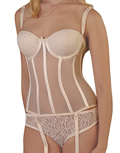 Carnival Damen Plus Size Full Figure Lace Cup Sheer Corset BH, Elfenbein, 100B von CARNIVAL