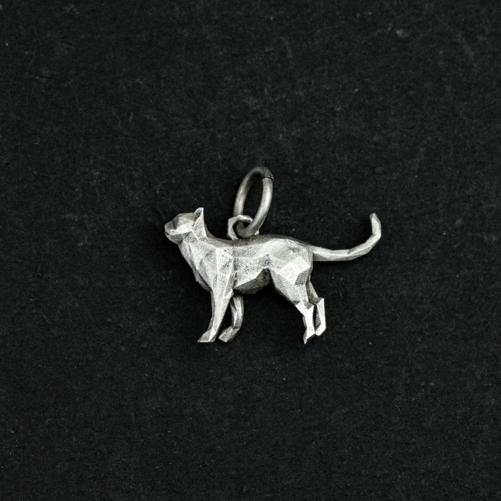 925 Sterling Silber Katze Anhänger, Stehende Katze, Halskette, Abstrakter Geschenk Für Sie, Muttertagsgeschenk von CARO2CARA