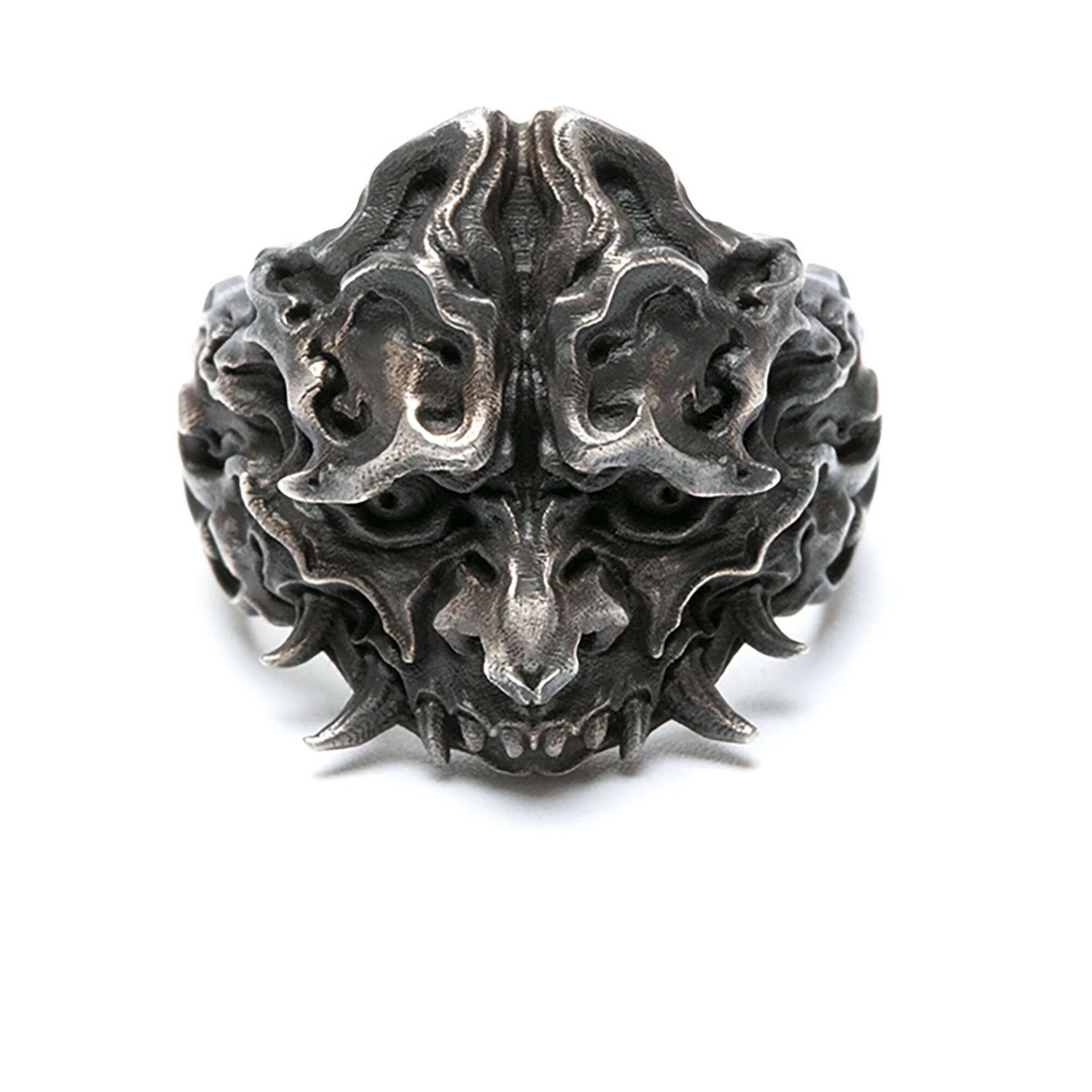 Prajna Dämon 925 Silber Ring|Samurai Maskenring| Totenkopf Ring|Mask Ring| Ring von CARO2CARA