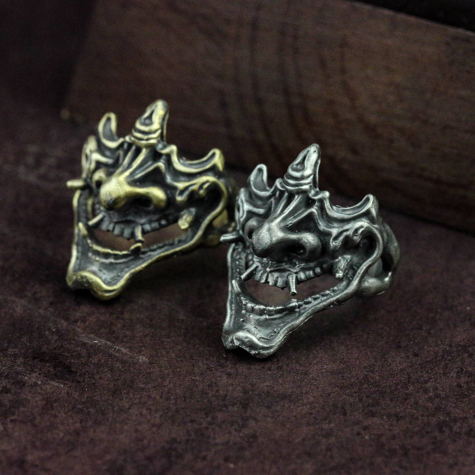 Prajna Dämon 925 Silber Ring|Samurai Maskenring| Totenkopf Ring|Mask Ring| Ring von CARO2CARA