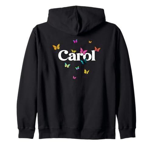 Carol - Schöner Mädchen Name mit bunten Schmetterlingen Kapuzenjacke von CAROL Tochter Enkel Geburtstag Geschenkideen