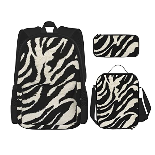 CARRDKDK Bunte Flip-Flops bedruckter Rucksack, 3-teiliges Set, Schultaschen, Büchertasche mit Lunchbox und Federmäppchen für Jungen und Mädchen, Zebra Tier, Einheitsgröße von CARRDKDK