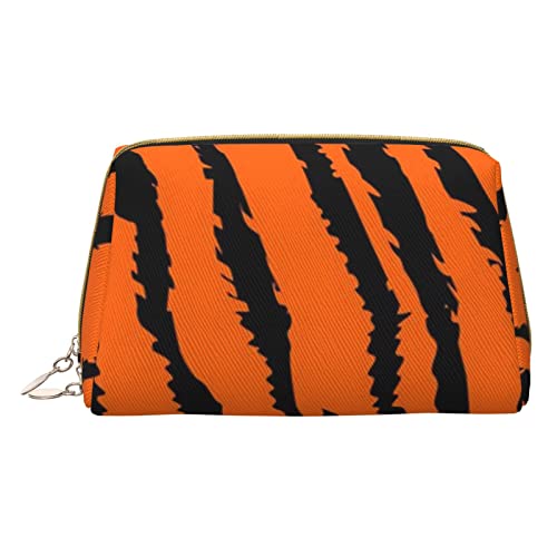 CARRDKDK Kleine wasserdichte Make-up-Tasche aus Leder für Reisen, Kosmetiktaschen, Buntstifte, Make-up-Tasche für Damen, Orange Tiger Leopard, Einheitsgröße von CARRDKDK