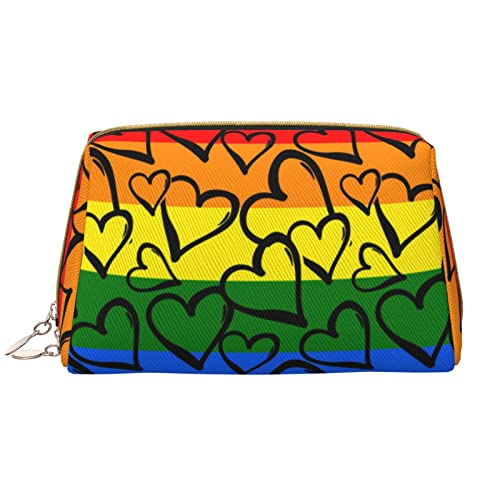 CARRDKDK Wasserdichte Make-up-Tasche aus Leder für Reisen, Kosmetiktasche, Cartoon-Wissenschafts-Motiv, Make-up-Tasche für Damen, Gay Pride Regenbogen-Muster, Einheitsgröße von CARRDKDK