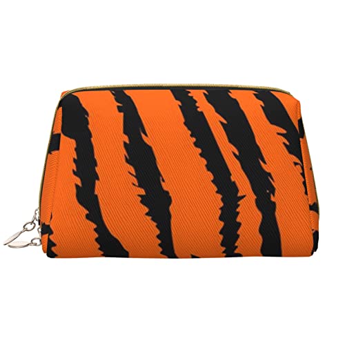 CARRDKDK Wasserdichte Make-up-Tasche aus Leder für Reisen, Kosmetiktaschen, Rucksack, Flugzeug, Make-up-Tasche für Damen, Orange Tiger Leopard, Einheitsgröße von CARRDKDK