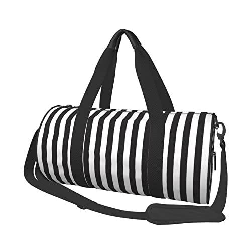 CARRDKDK Zylindrische Reisetasche mit großem Fassungsvermögen, niedliche Sporttasche, die Schuhe für Damen und Herren halten kann, bedruckte Tasche für Urlaub, Fitness, Sporttraining, Schwarz und Weiß von CARRDKDK