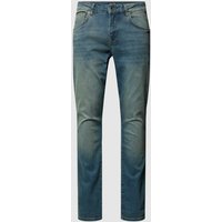 CARS JEANS Slim Fit Jeans im Used-Look Modell 'BATES' in Blau Melange, Größe 32/34 von CARS JEANS