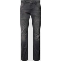 CARS JEANS Slim Fit Jeans im Used-Look Modell 'BATES' in Dunkelgrau Melange, Größe 34/32 von CARS JEANS