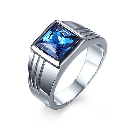 CARTER PAUL Männer Edelstahl Punk Art Blau Diamant Ring, Größe 59 von CARTER PAUL