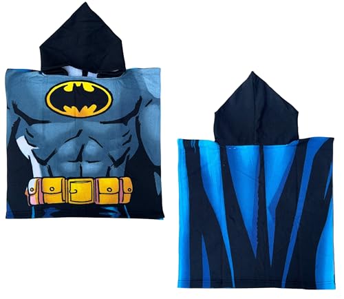 CARTOON Badeponcho für Kinder aus Polyester-Mikrofaser Größe 50 x 100 cm Strand Pool, Batman, Einheitsgröße von CARTOON