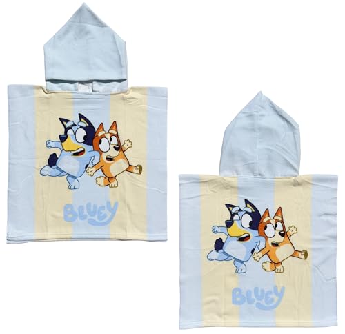 CARTOON Badeponcho für Kinder aus Polyester-Mikrofaser Größe 50 x 100 cm Strand Pool, Bluey und Bingo, Einheitsgröße von CARTOON