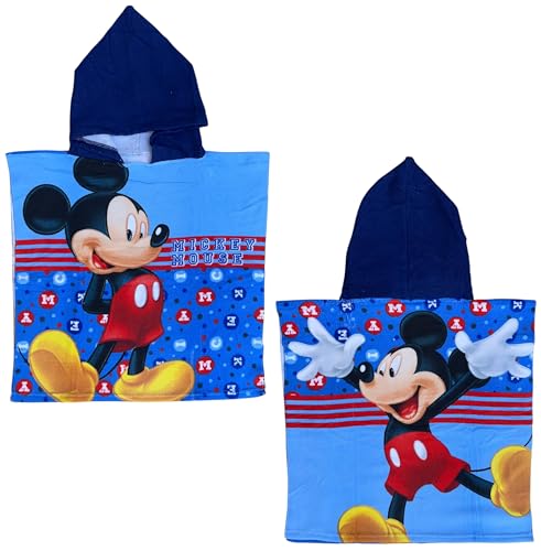 CARTOON Badeponcho für Kinder aus Polyester-Mikrofaser Größe 50 x 100 cm Strand Pool, Mickey Maus, Einheitsgröße von CARTOON