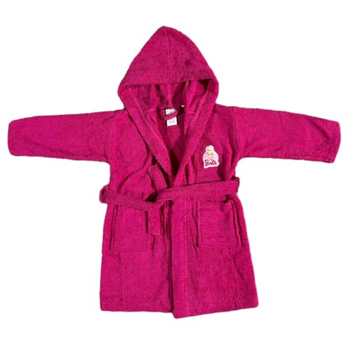 CARTOON Barb1e Bademantel Frottee 100% Baumwolle Bademantel mit Kapuze und Gürtel für Kinder, fuchsia, 11-12 Jahre von CARTOON