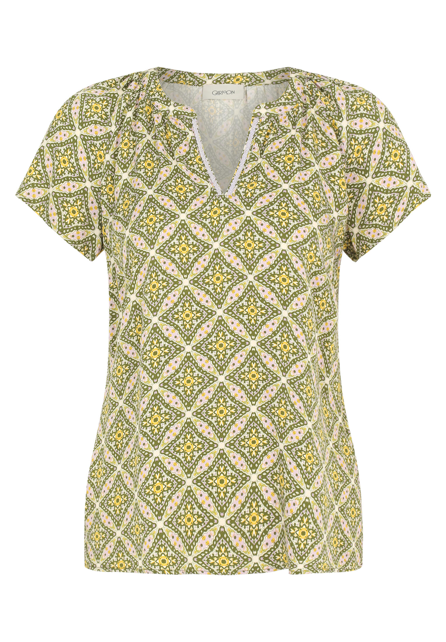 CARTOON - Blusenshirt grün/violett - Gr. - 38 von CARTOON