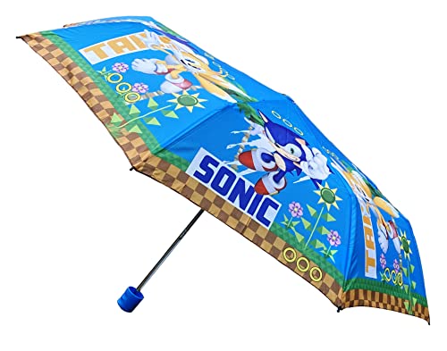 CARTOON Faltbarer Regenschirm für Kinder, winddicht, 8 Speichen aus Fiberglas, verschließbar, Sonic von CARTOON