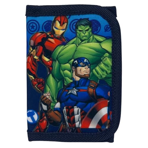 CARTOON Geldbörse mit Klettverschluss Taschenzubehör Kartenhalter Münzen Geldscheine für Kinder 13 x 8 cm, Avengers, 13 cm von CARTOON