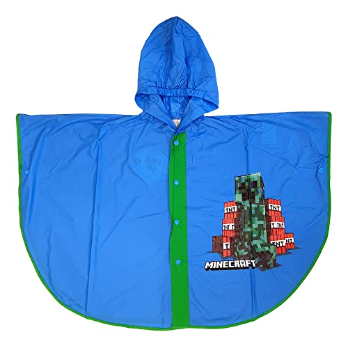 CARTOON Minecraft Regenumhang, Regenmantel, Regenmantel, winddicht, PVC, für Kinder, blau, 8-9 Jahre von CARTOON