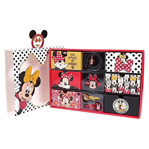 CARTOON Minnie Mouse Haarschmuck, Disney, 12 Stück, Gummibänder, Haarspangen, Zangen, Geschenkbox von CARTOON